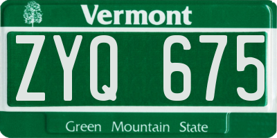 VT license plate ZYQ675