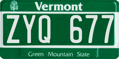 VT license plate ZYQ677