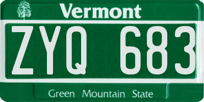 VT license plate ZYQ683