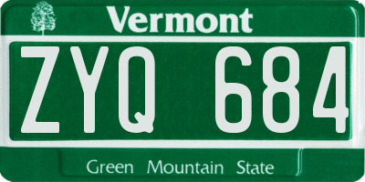 VT license plate ZYQ684