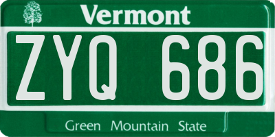 VT license plate ZYQ686