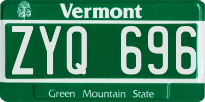VT license plate ZYQ696