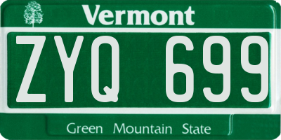 VT license plate ZYQ699