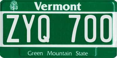 VT license plate ZYQ700