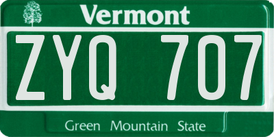 VT license plate ZYQ707
