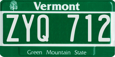 VT license plate ZYQ712
