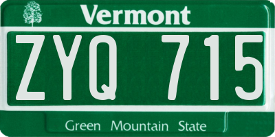 VT license plate ZYQ715