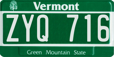 VT license plate ZYQ716