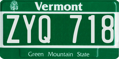 VT license plate ZYQ718