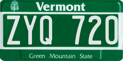 VT license plate ZYQ720