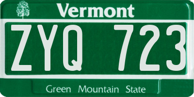 VT license plate ZYQ723