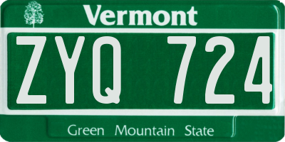 VT license plate ZYQ724