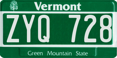 VT license plate ZYQ728