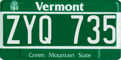 VT license plate ZYQ735