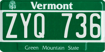 VT license plate ZYQ736