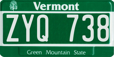 VT license plate ZYQ738