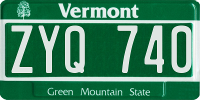 VT license plate ZYQ740