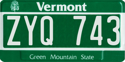 VT license plate ZYQ743