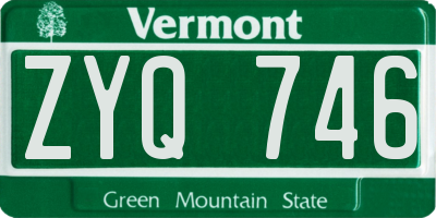 VT license plate ZYQ746