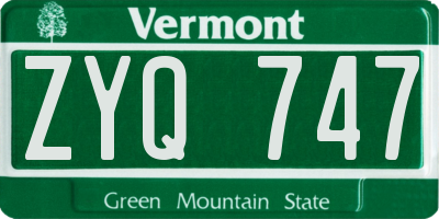 VT license plate ZYQ747