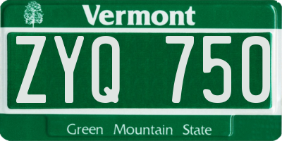 VT license plate ZYQ750