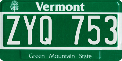VT license plate ZYQ753