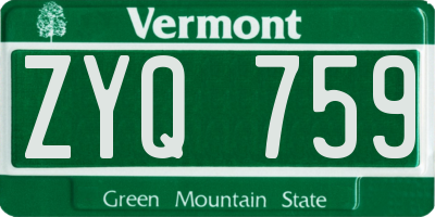 VT license plate ZYQ759