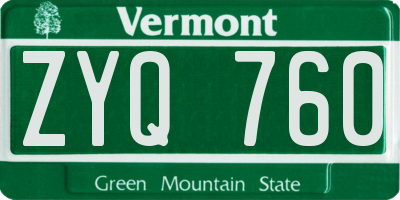 VT license plate ZYQ760