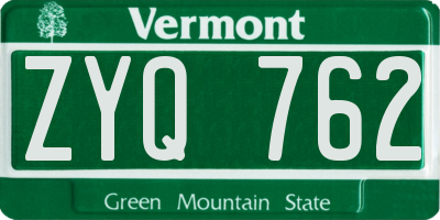 VT license plate ZYQ762