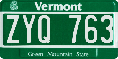 VT license plate ZYQ763
