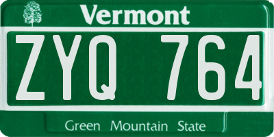 VT license plate ZYQ764