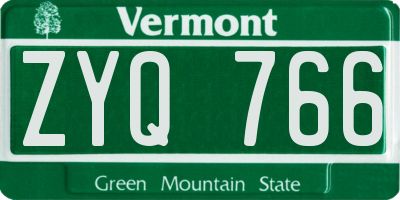 VT license plate ZYQ766