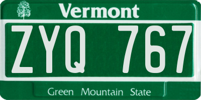 VT license plate ZYQ767