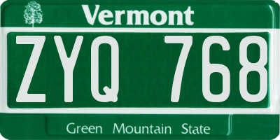 VT license plate ZYQ768