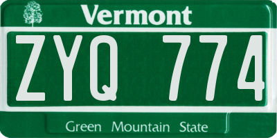 VT license plate ZYQ774