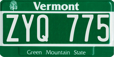VT license plate ZYQ775