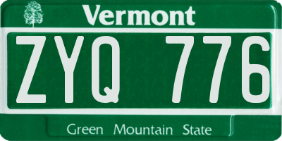VT license plate ZYQ776