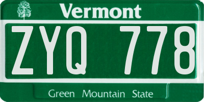 VT license plate ZYQ778