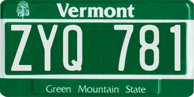VT license plate ZYQ781