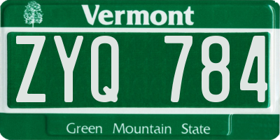 VT license plate ZYQ784