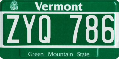 VT license plate ZYQ786