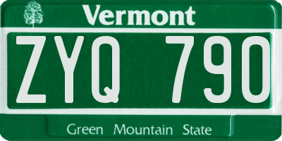 VT license plate ZYQ790