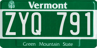 VT license plate ZYQ791