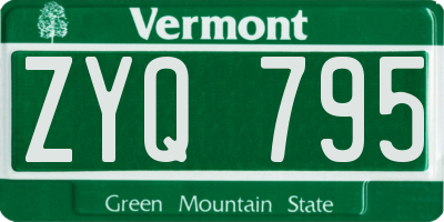 VT license plate ZYQ795