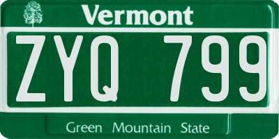 VT license plate ZYQ799