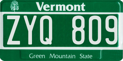VT license plate ZYQ809