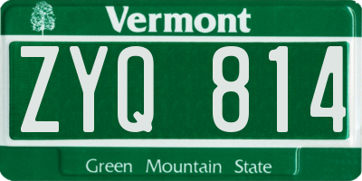 VT license plate ZYQ814