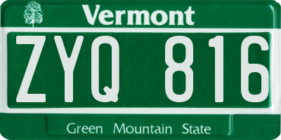 VT license plate ZYQ816