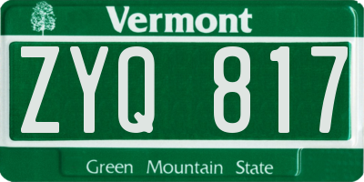 VT license plate ZYQ817