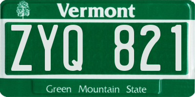VT license plate ZYQ821
